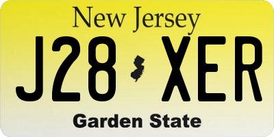 NJ license plate J28XER