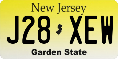 NJ license plate J28XEW