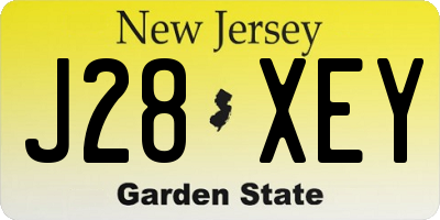 NJ license plate J28XEY