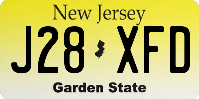 NJ license plate J28XFD