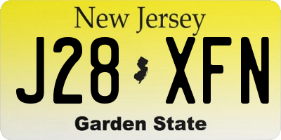 NJ license plate J28XFN