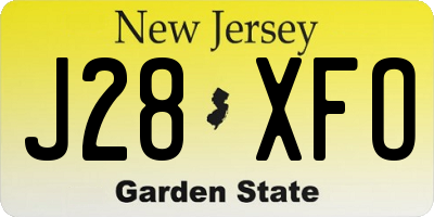NJ license plate J28XFO