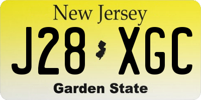 NJ license plate J28XGC
