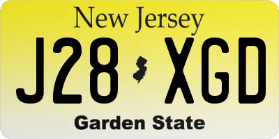 NJ license plate J28XGD