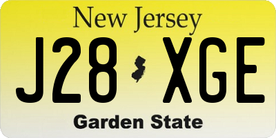NJ license plate J28XGE