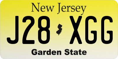 NJ license plate J28XGG