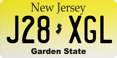 NJ license plate J28XGL