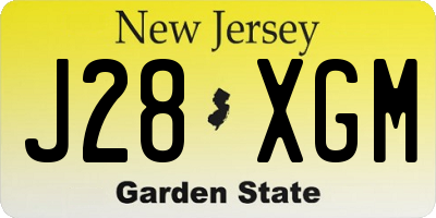 NJ license plate J28XGM