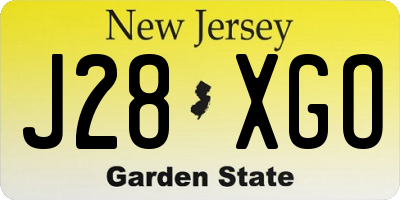 NJ license plate J28XGO