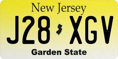 NJ license plate J28XGV