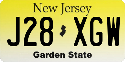 NJ license plate J28XGW