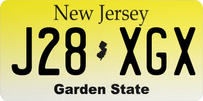 NJ license plate J28XGX