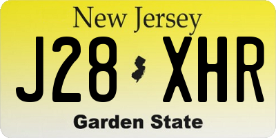 NJ license plate J28XHR