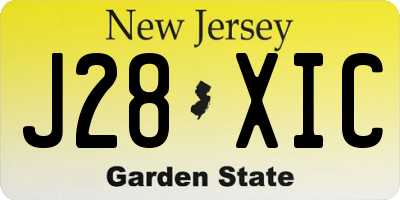 NJ license plate J28XIC