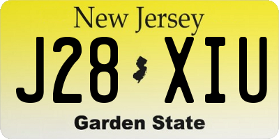 NJ license plate J28XIU