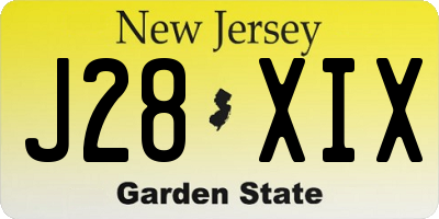 NJ license plate J28XIX