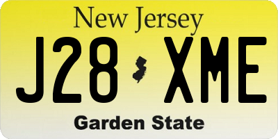 NJ license plate J28XME