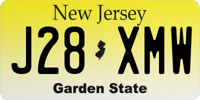 NJ license plate J28XMW