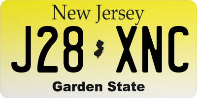 NJ license plate J28XNC