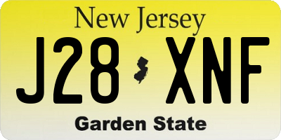 NJ license plate J28XNF