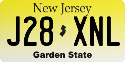 NJ license plate J28XNL