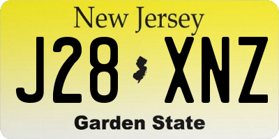 NJ license plate J28XNZ