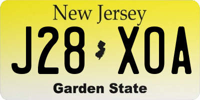 NJ license plate J28XOA