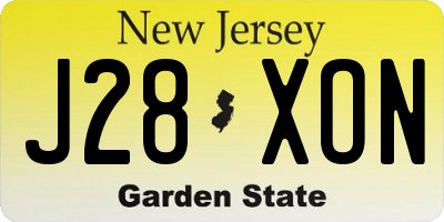 NJ license plate J28XON