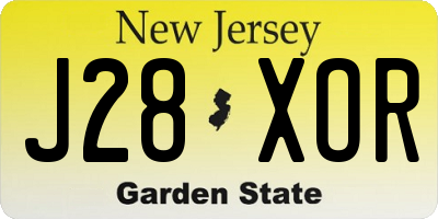 NJ license plate J28XOR
