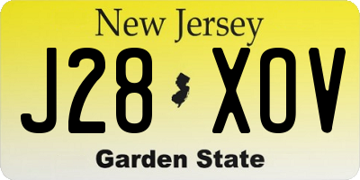 NJ license plate J28XOV