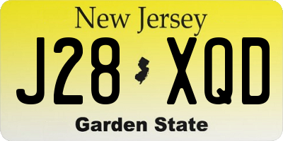 NJ license plate J28XQD
