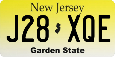 NJ license plate J28XQE