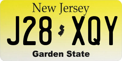 NJ license plate J28XQY
