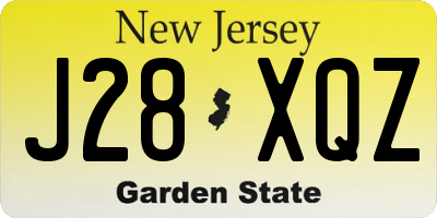 NJ license plate J28XQZ