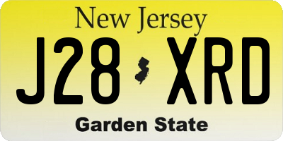 NJ license plate J28XRD
