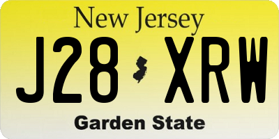 NJ license plate J28XRW