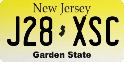NJ license plate J28XSC
