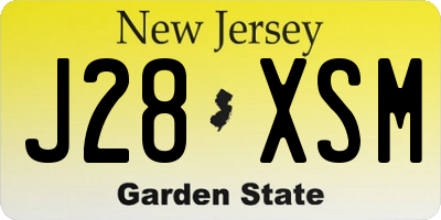 NJ license plate J28XSM