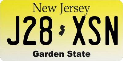 NJ license plate J28XSN