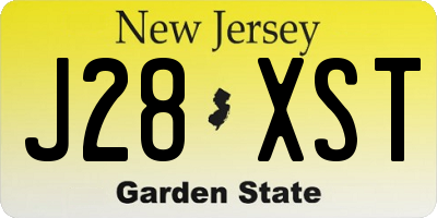 NJ license plate J28XST