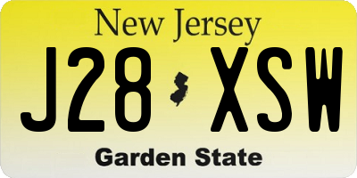 NJ license plate J28XSW