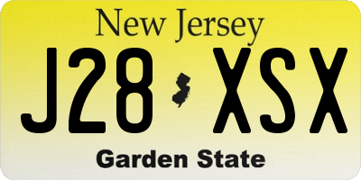 NJ license plate J28XSX