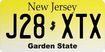 NJ license plate J28XTX