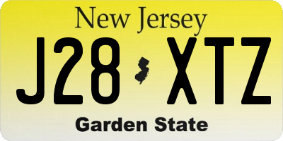 NJ license plate J28XTZ