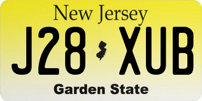 NJ license plate J28XUB