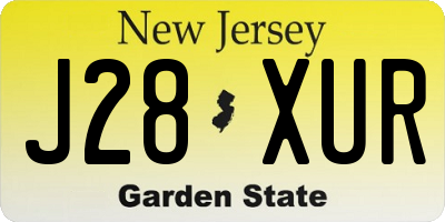 NJ license plate J28XUR