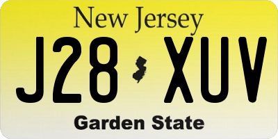 NJ license plate J28XUV