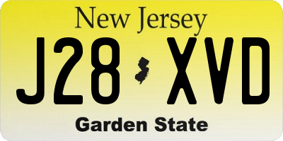 NJ license plate J28XVD