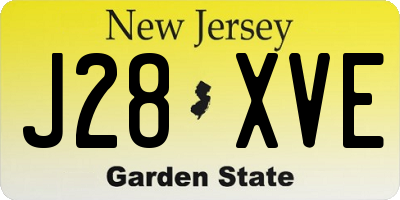 NJ license plate J28XVE