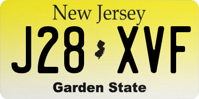 NJ license plate J28XVF